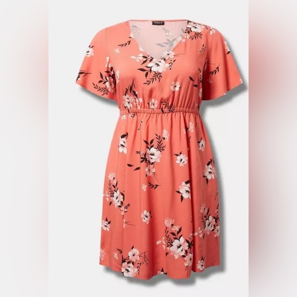 Torrid torrid Challis V-Neck Mini Dress 4X / 26 Rosey Punch NWT - Picture 1 of 17